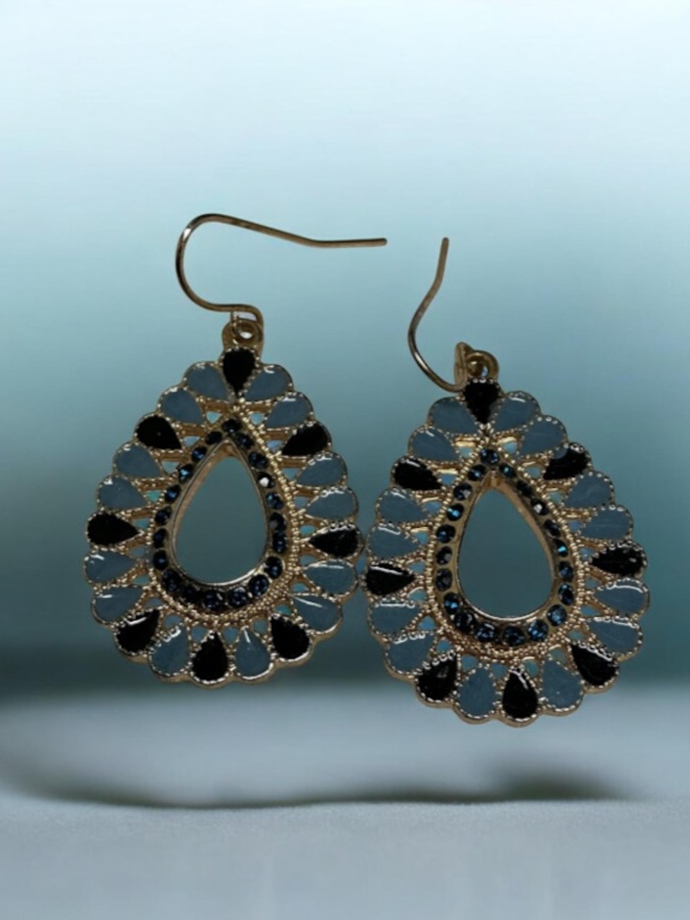 Gold tone Teardrop Dangle Earrings